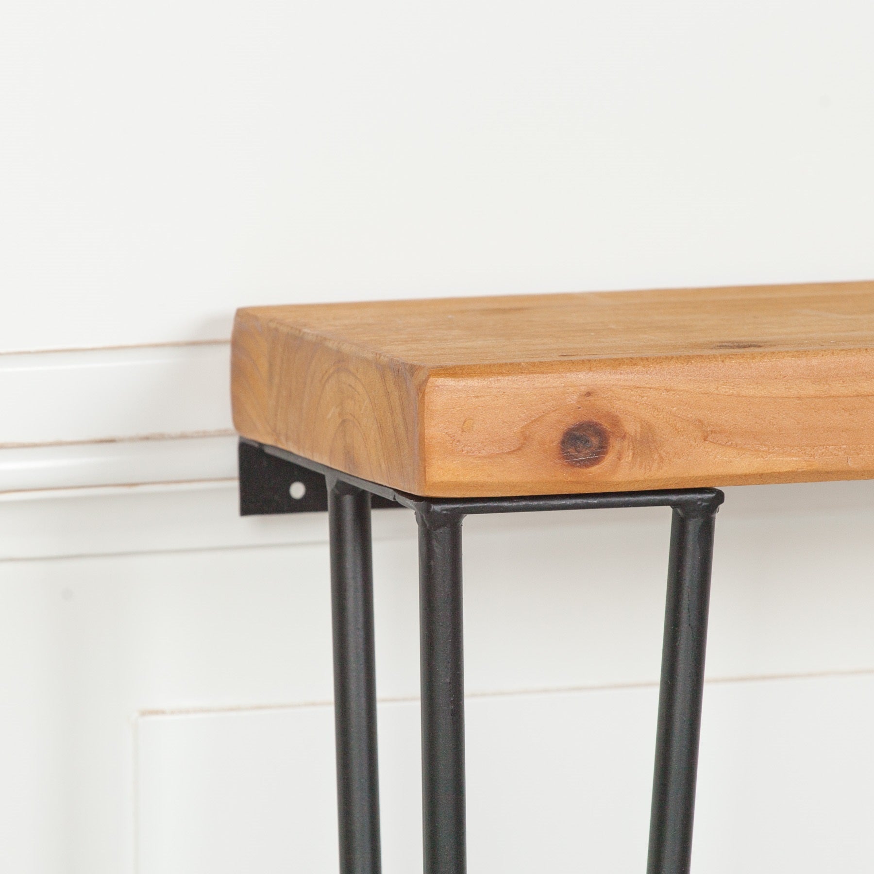 Pine Wood & Metal Industrial Style 77cm Hairpin Hall Console Table