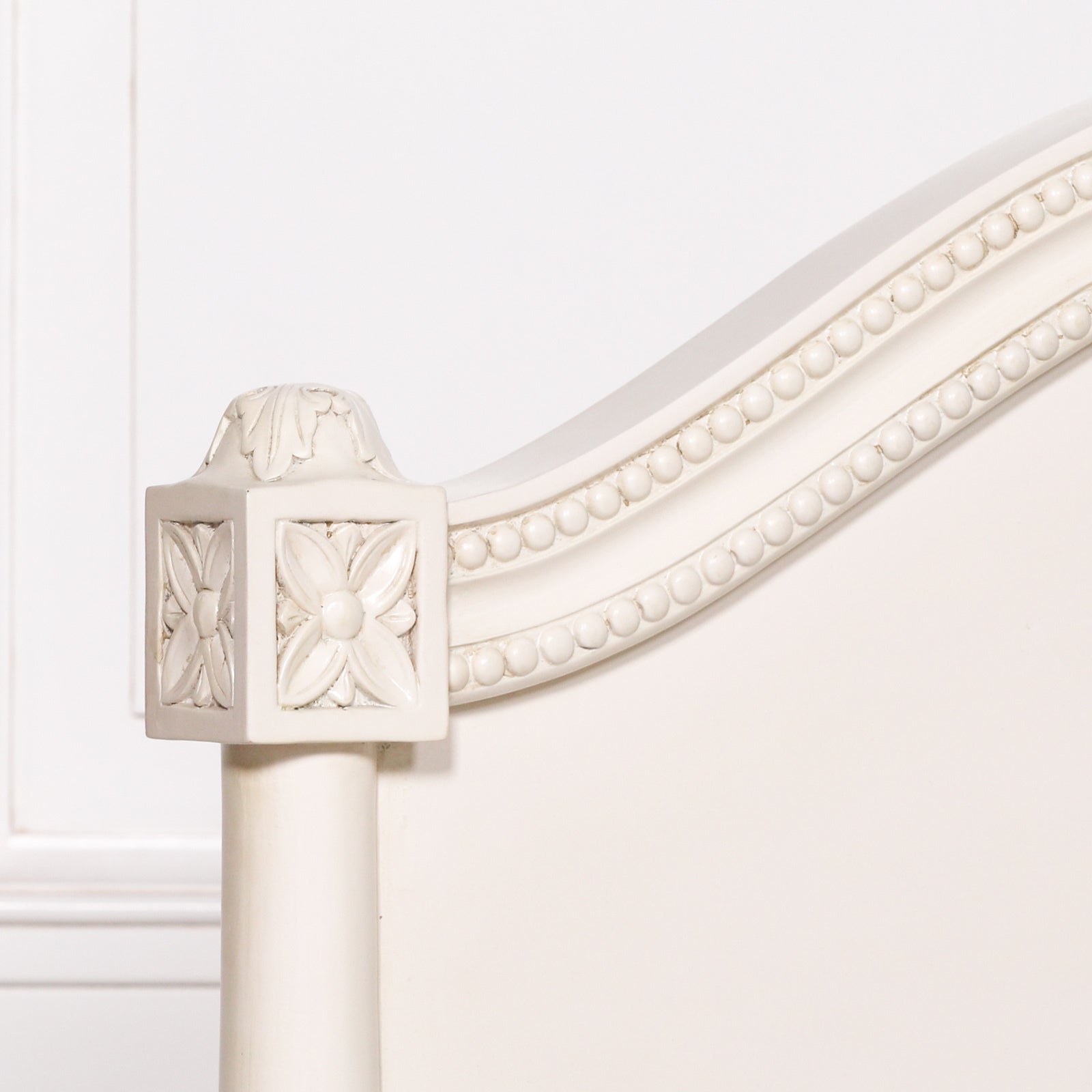 French Antique Style Ivory White Colour Carved Ornate 3ft Single Bed