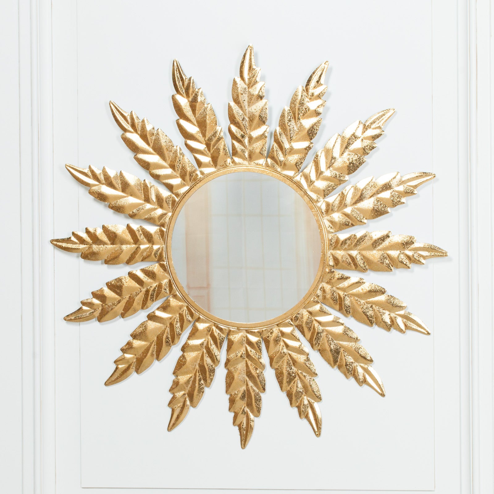 Retro Style Round Gold Flower Metal Frame 76cm Wall Mirror