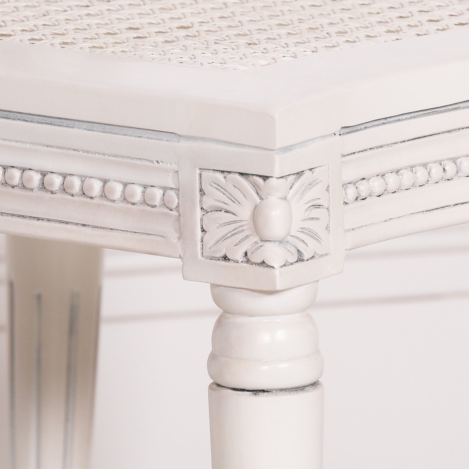 French Chateau Style Mahogany Wood Carved Dining Chair in White Colour