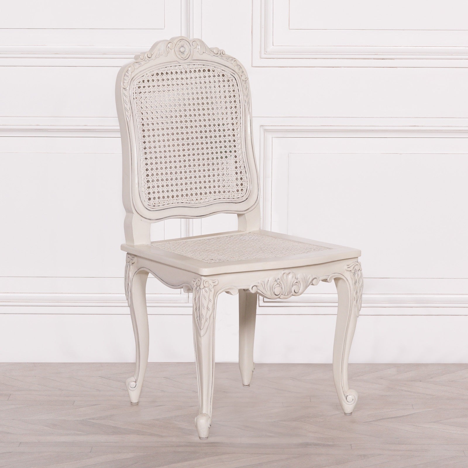 Colonial Style Rattan Effect White Dining or Bedroom Chair