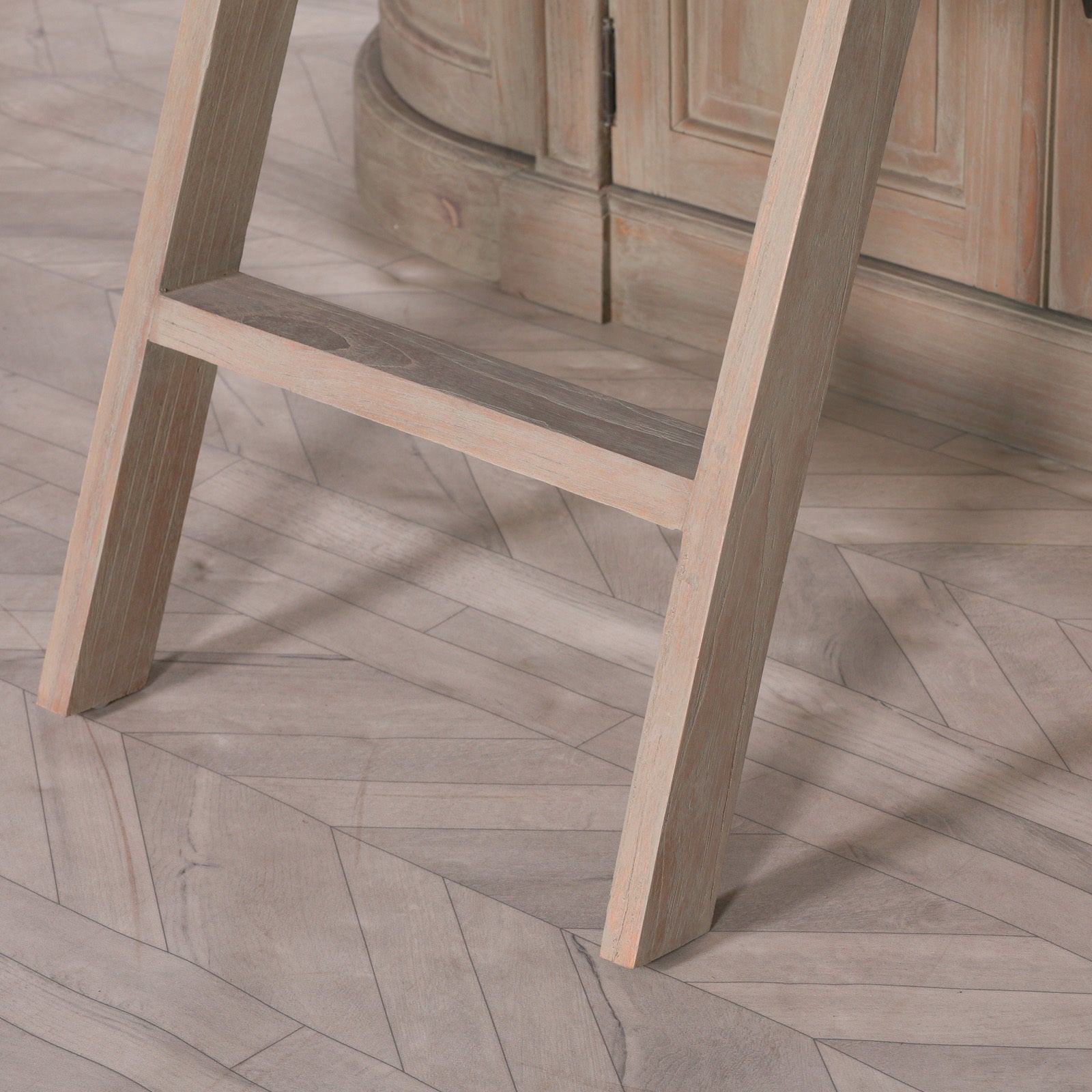 Classical Large 240cm Wide Curved Bookcase With Ladder Made from White Cedar Wood