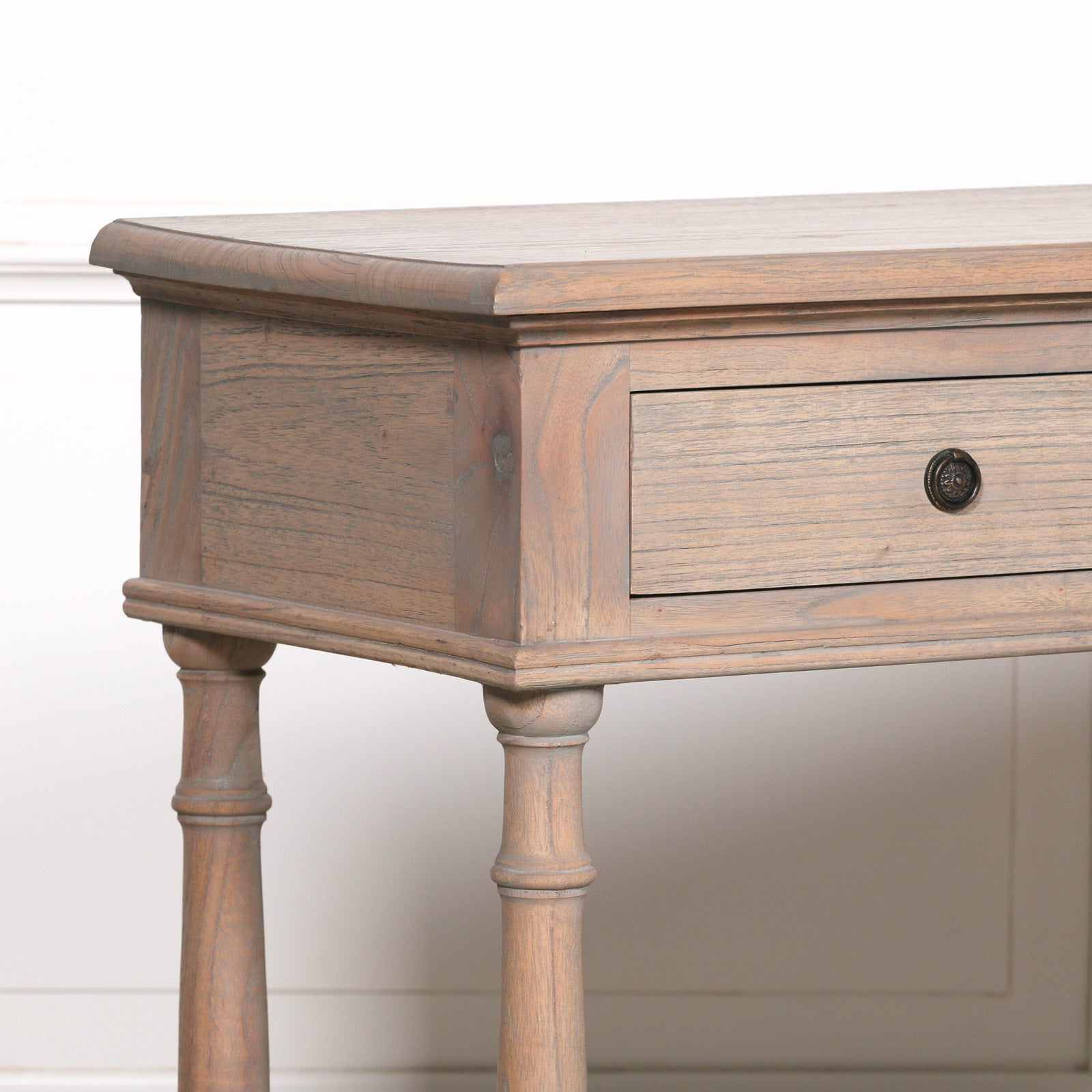 Rustic Style French Inspired Wooden Breakfront Console Table With Drawers