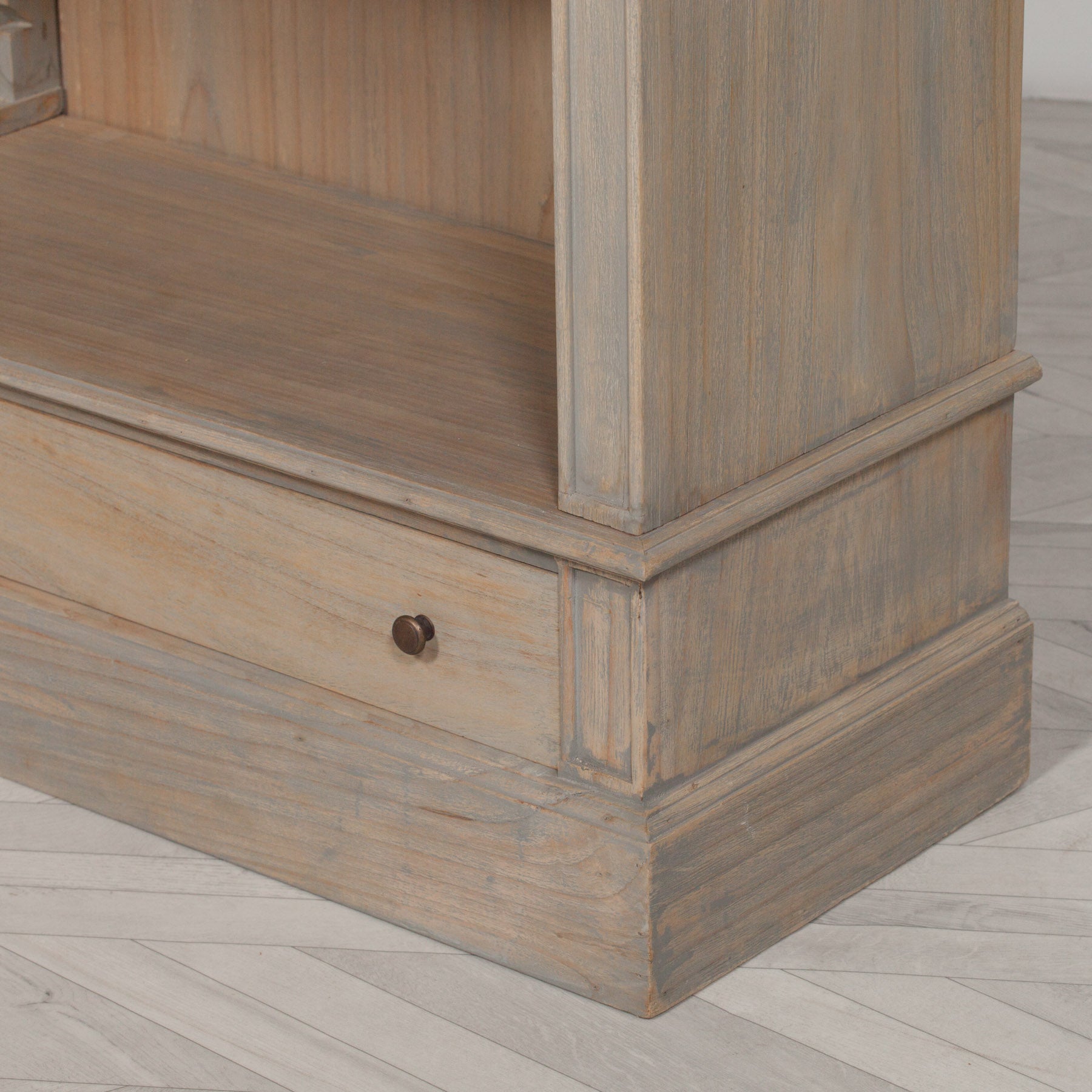 Classical French Style Solid Wood Extra Large Triple Open Bookcase with Ladder