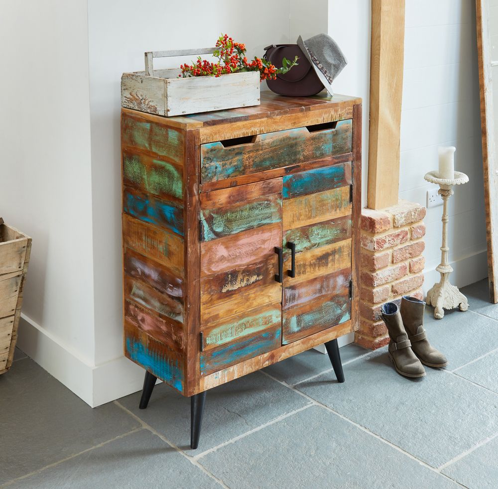 Coastal Chic Reclaimed Wood Shoe Cupboard