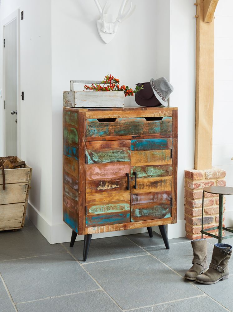 Coastal Chic Reclaimed Wood Shoe Cupboard