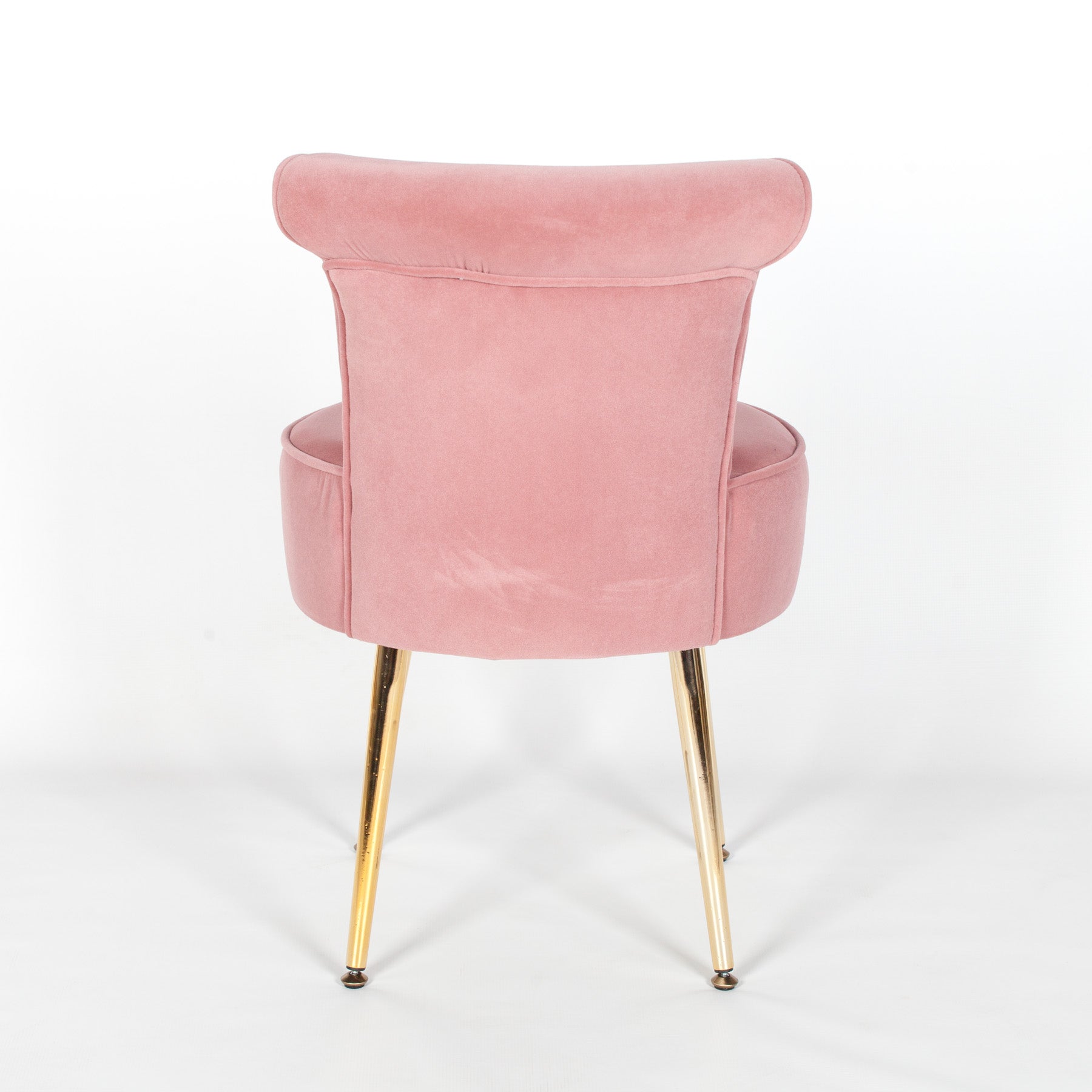 Retro Style Pink Velvet Stool Chair with Gold Plated Legs