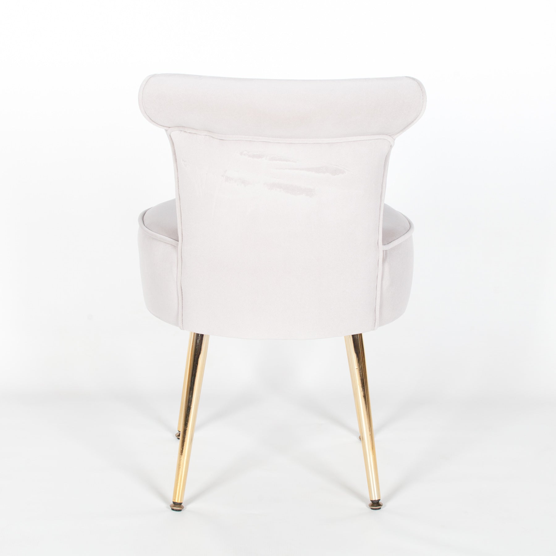 Retro Style Grey Velvet Stool Chair with Gold Plated Legs