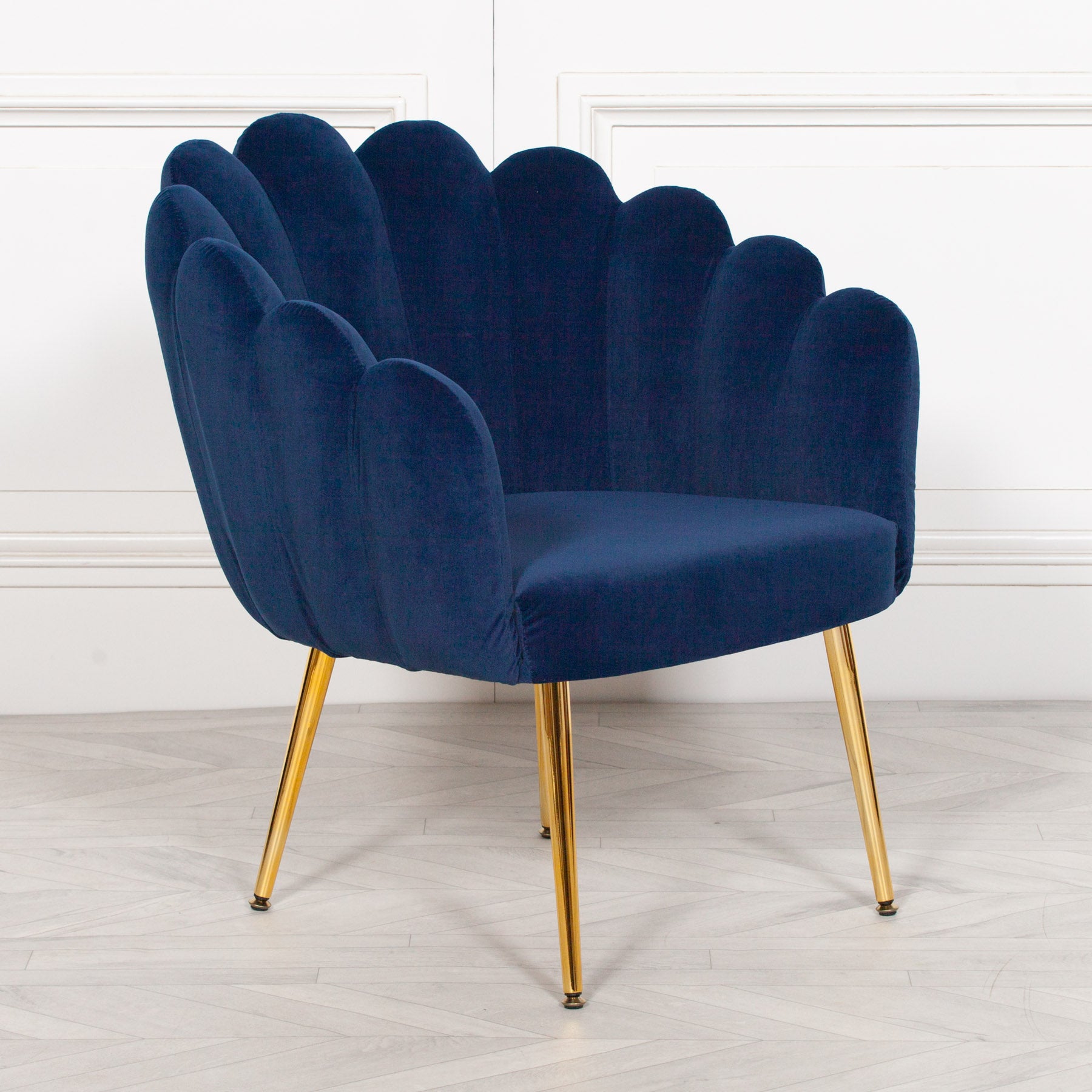 Art Deco Style Blue Velvet Dining or Bedroom Chair