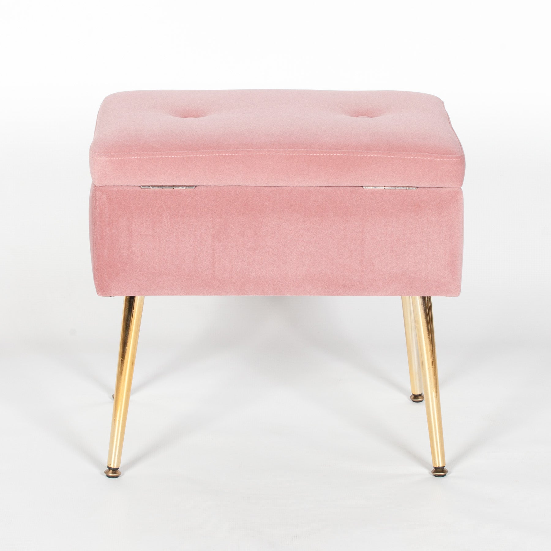 Art Deco Style Pink Velvet Suitcase Stool with Gold Legs