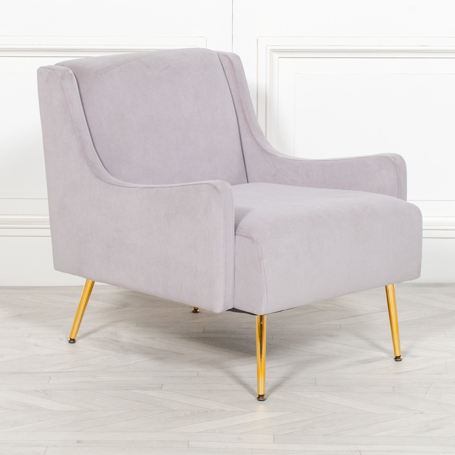 Art Deco Style Grey Velvet Sofa Chair