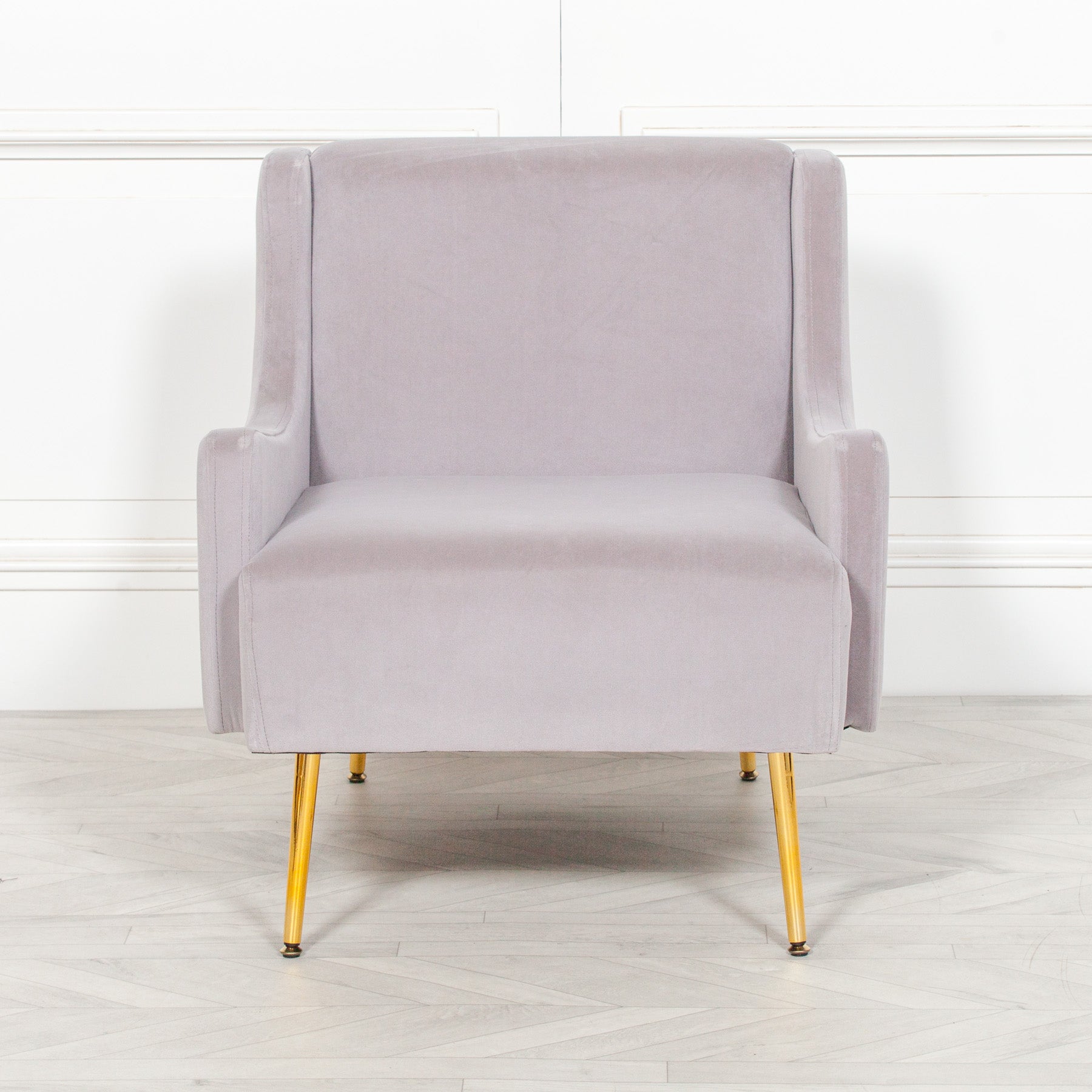 Art Deco Style Grey Velvet Sofa Chair