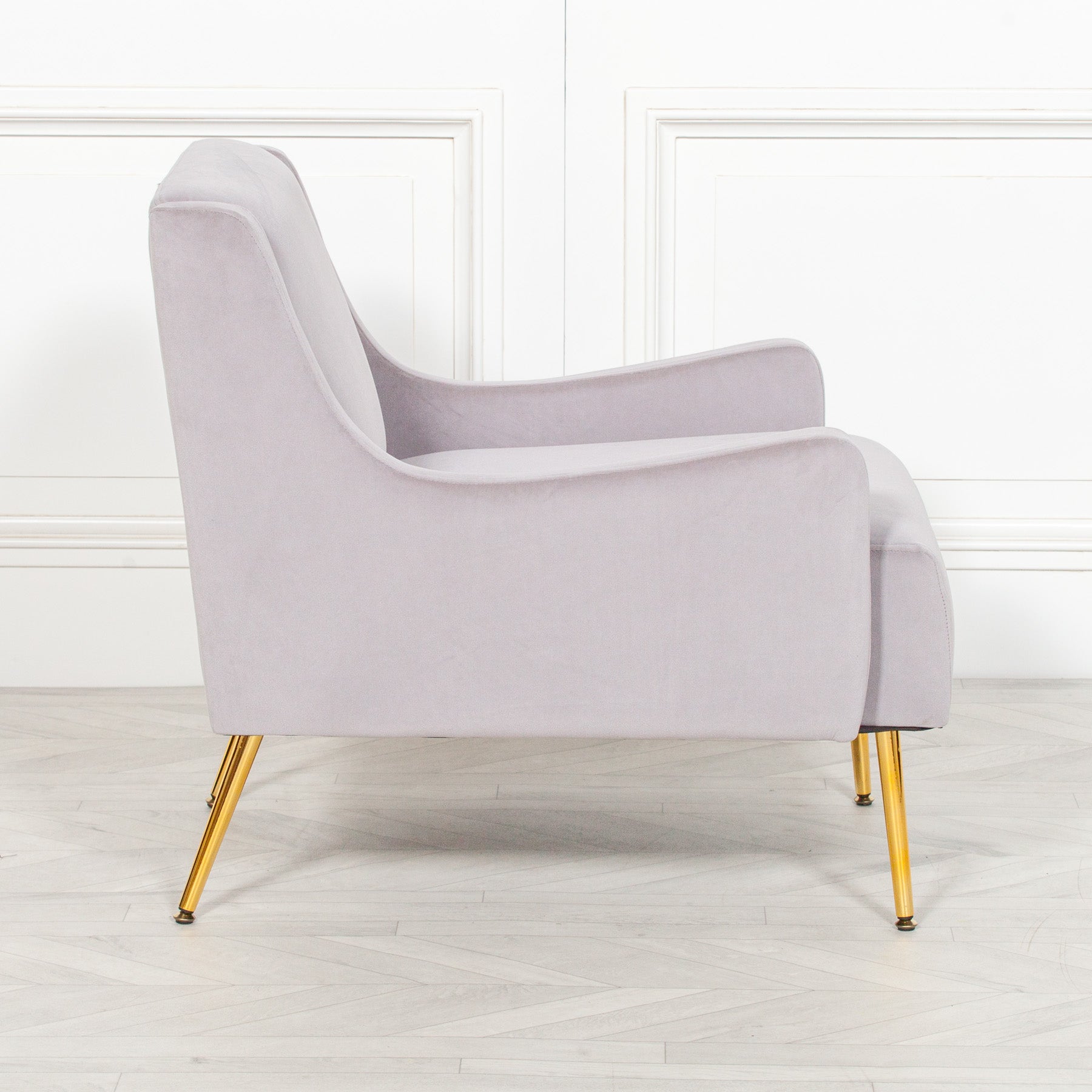 Art Deco Style Grey Velvet Sofa Chair