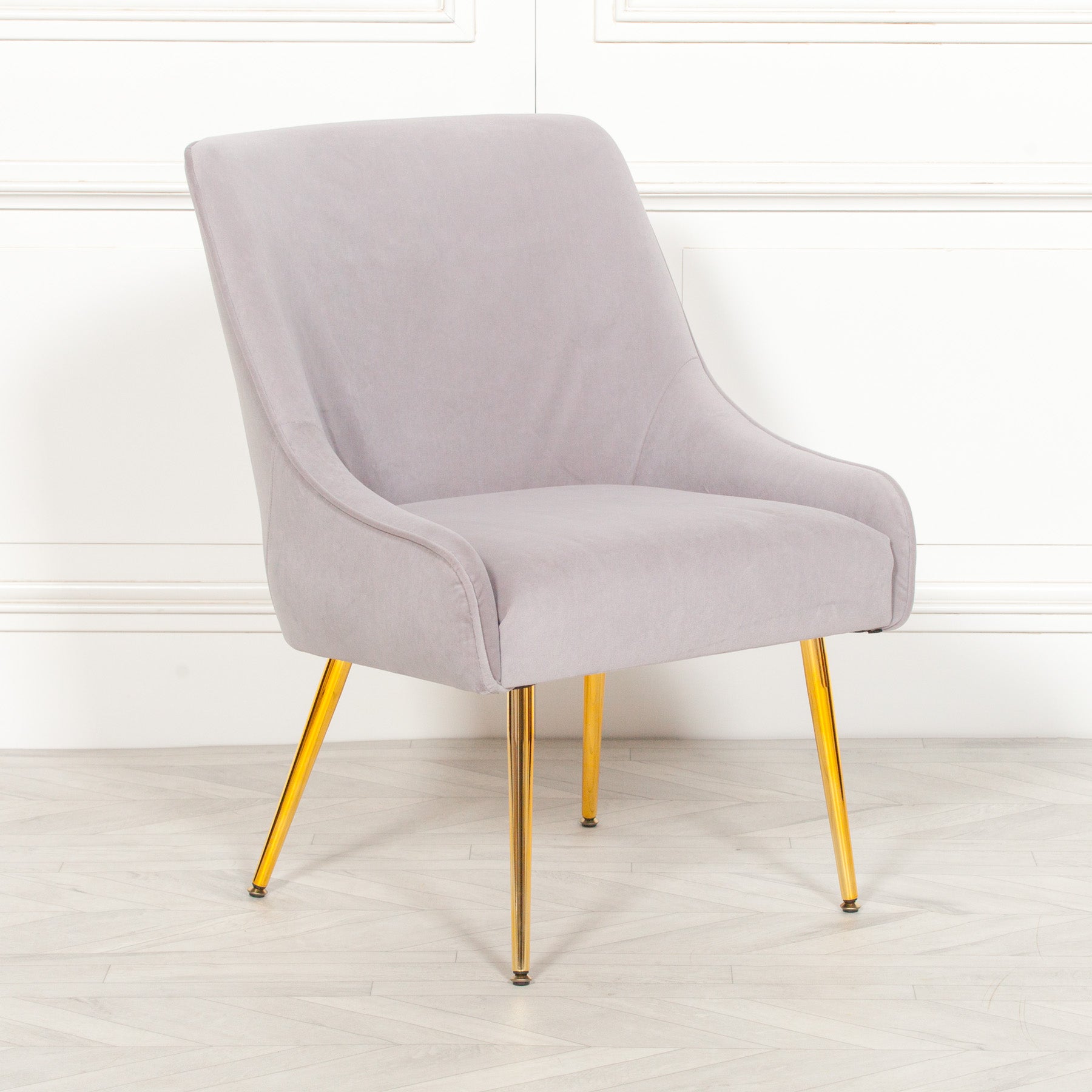 Art Deco Style Grey Velvet Chair for Lounge or Bedroom