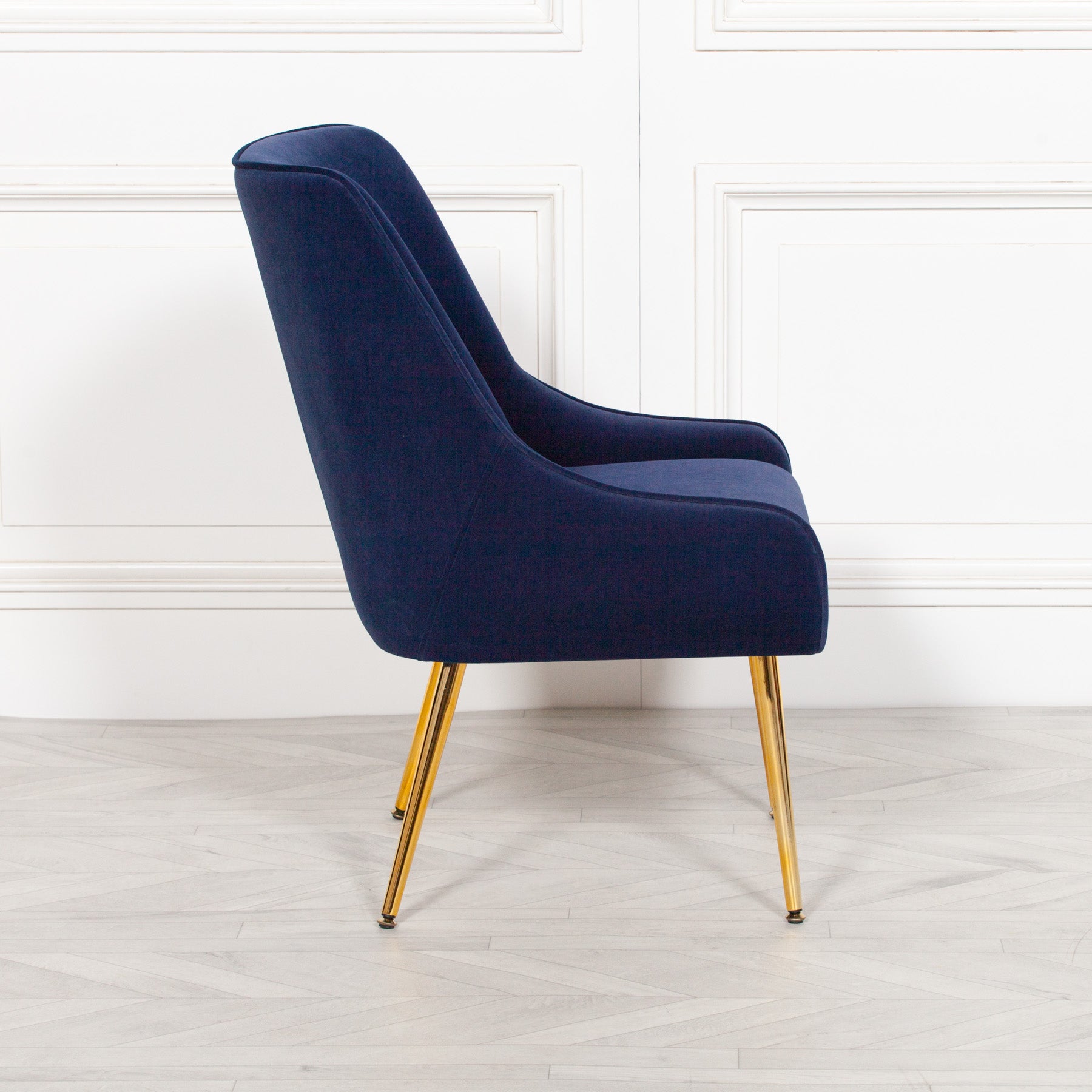Art Deco Style Blue Velvet Chair for Living Room or Bedroom