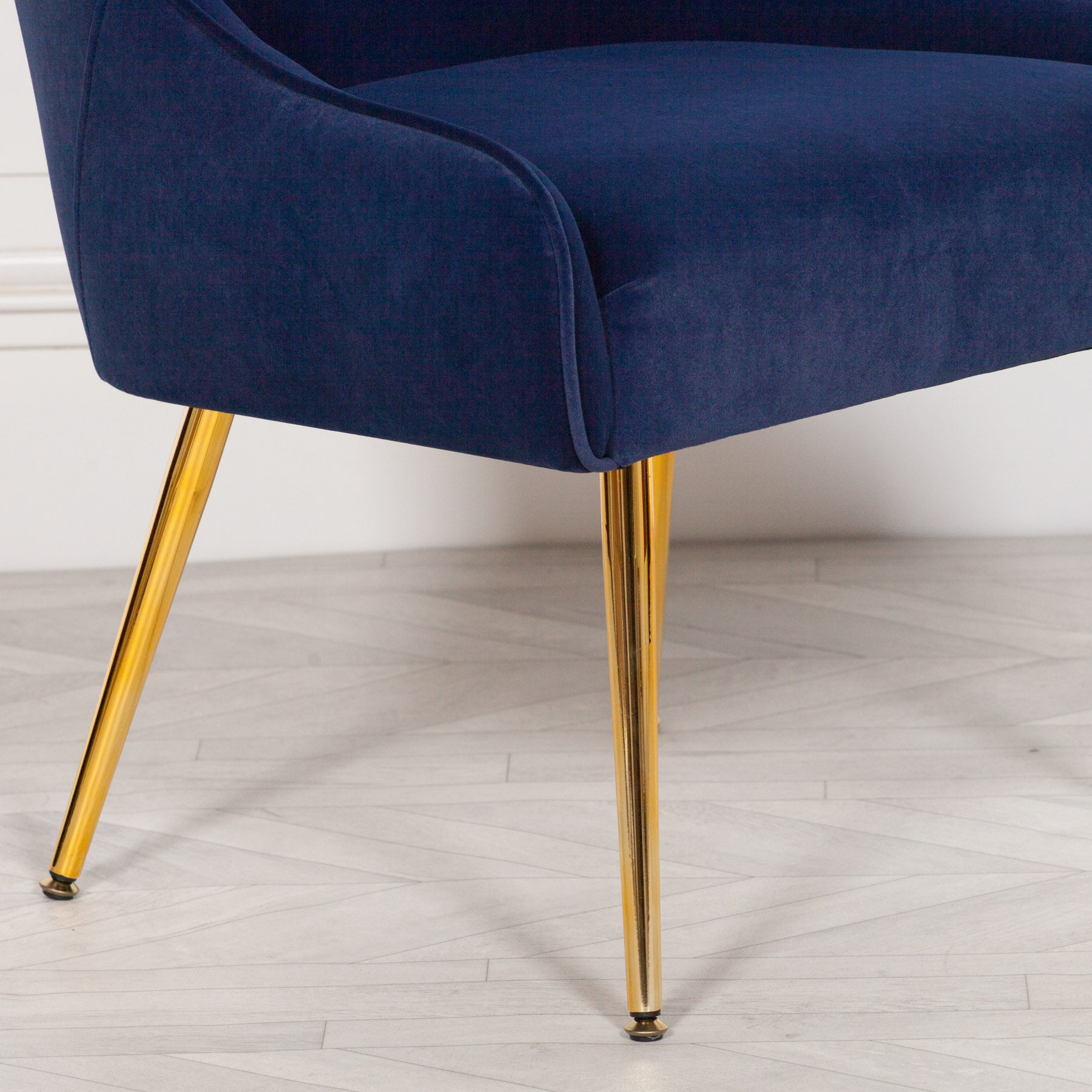 Art Deco Style Blue Velvet Chair for Living Room or Bedroom