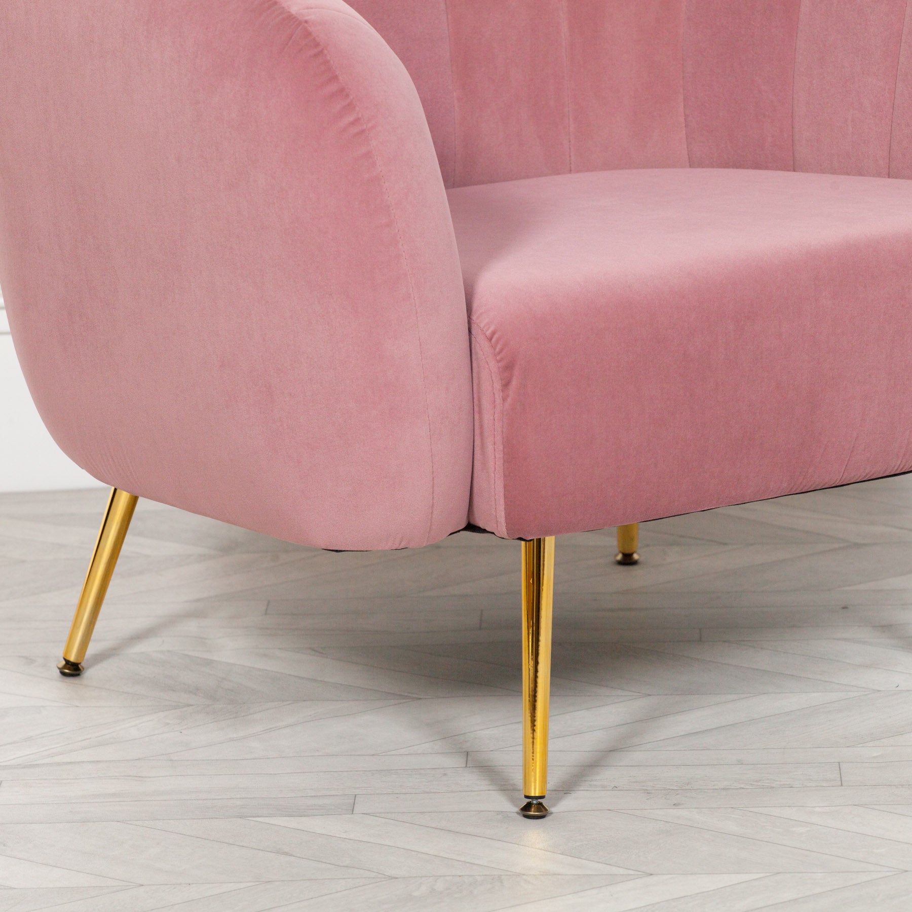 Art Deco Style Pink Velvet Armchair Perfect For Lounge Or Bedroom
