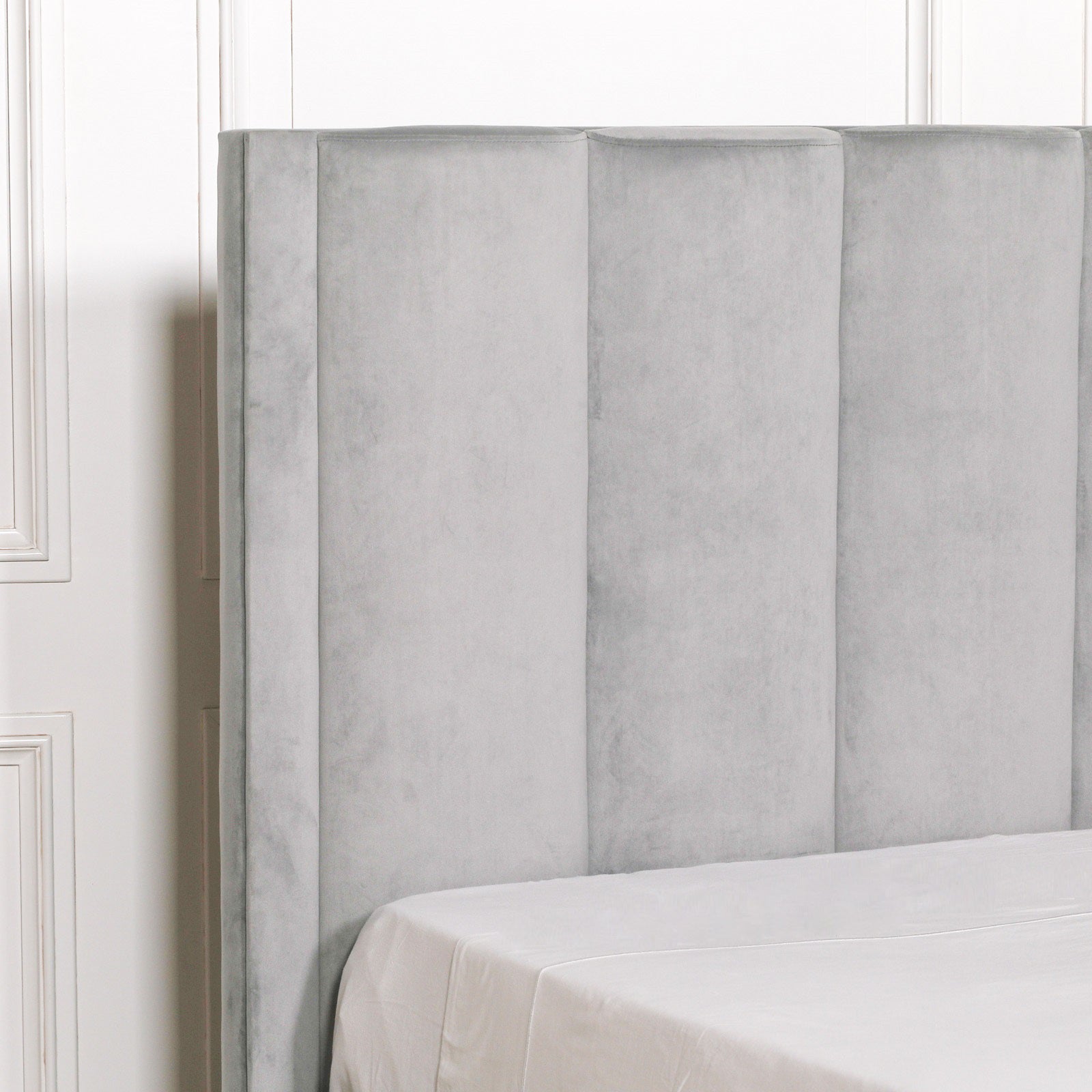 Art Deco Style Grey Colour Velvet King Size 5ft Bed
