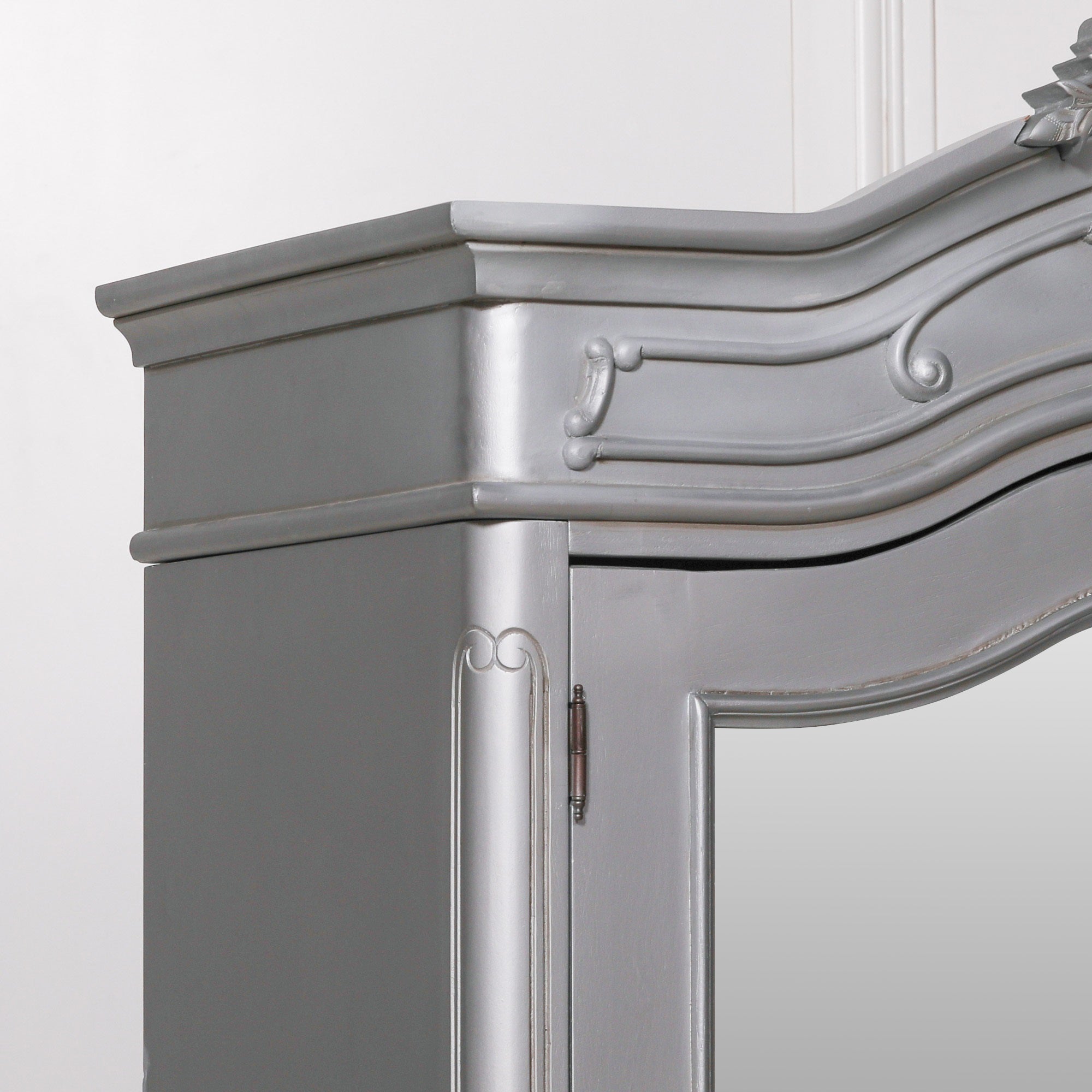 French Painted Antique Carved Double Full Mirrored Armoire