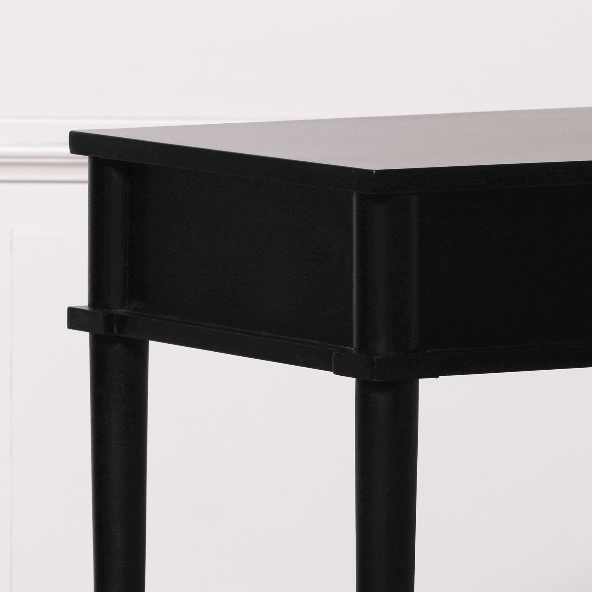 Classic One Drawer Black Console Table With Gold Colour Feet