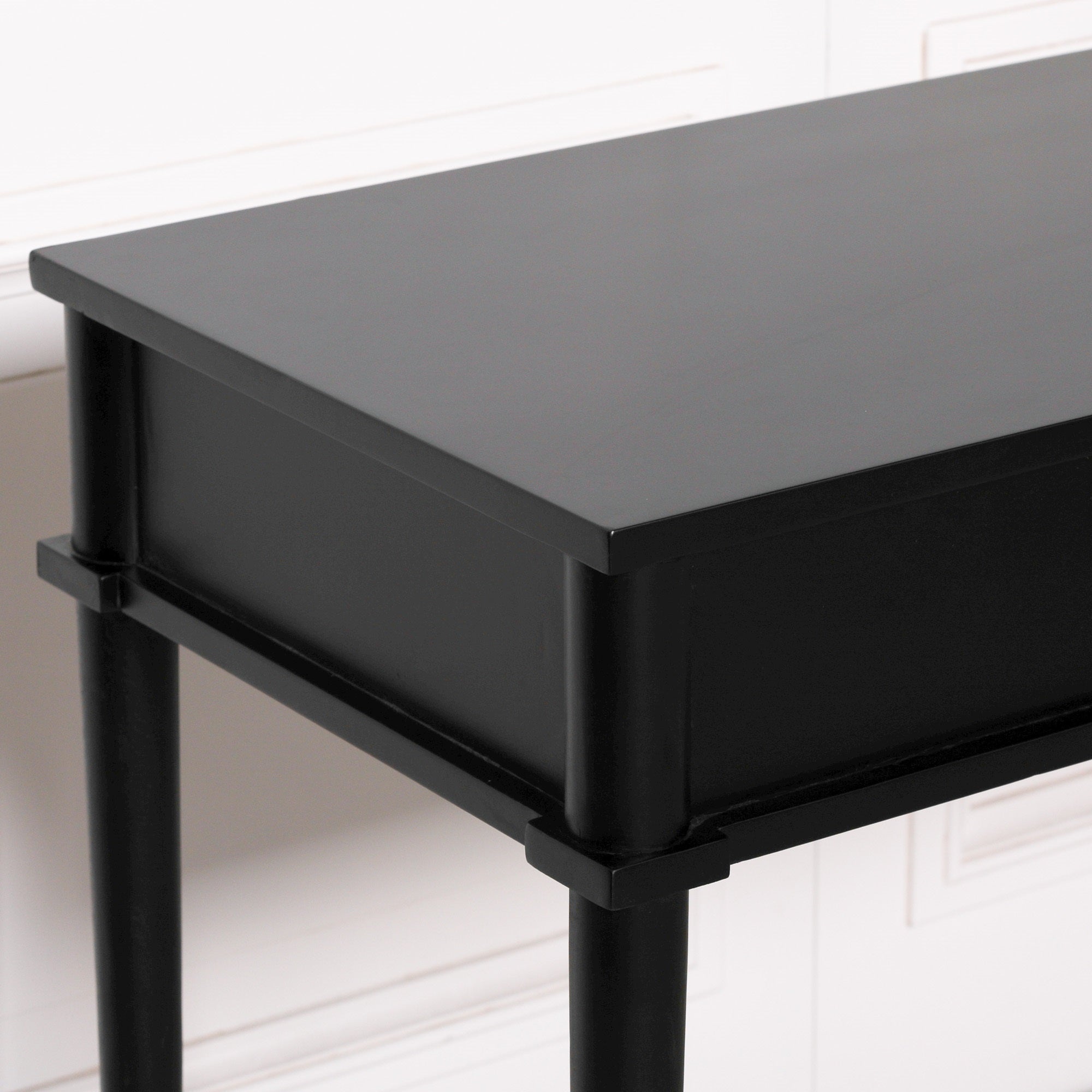 Classic One Drawer Black Console Table With Gold Colour Feet