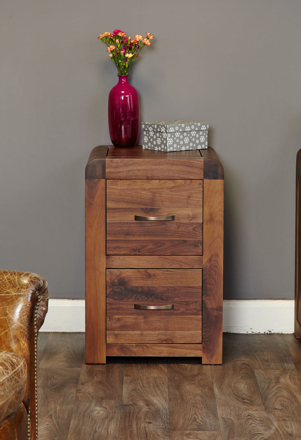Shiro Walnut Two Drawer Filing Cabinet