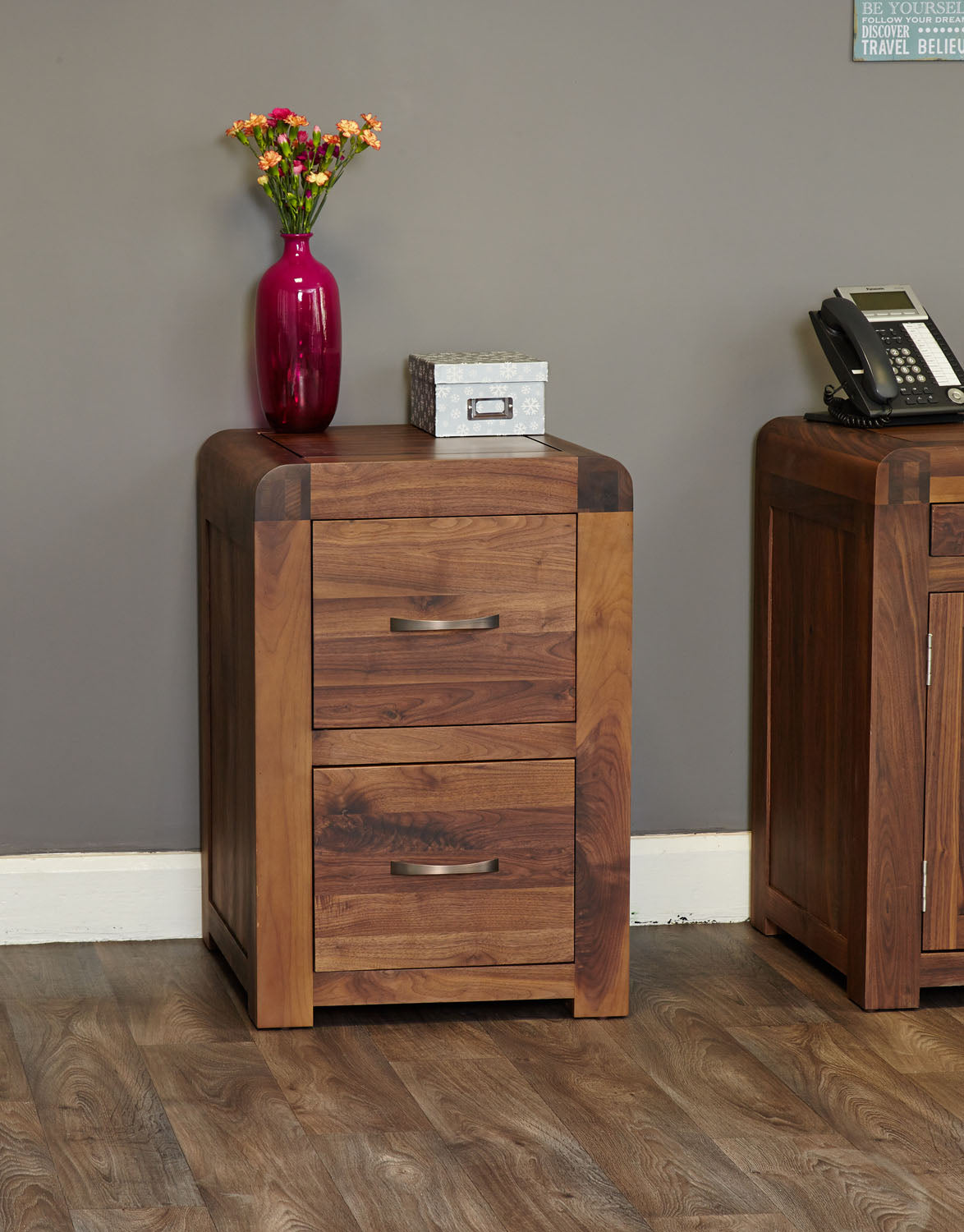 Shiro Walnut Two Drawer Filing Cabinet
