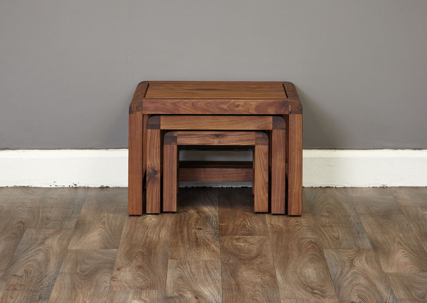 Shiro Walnut Nest of 3 Coffee Tables