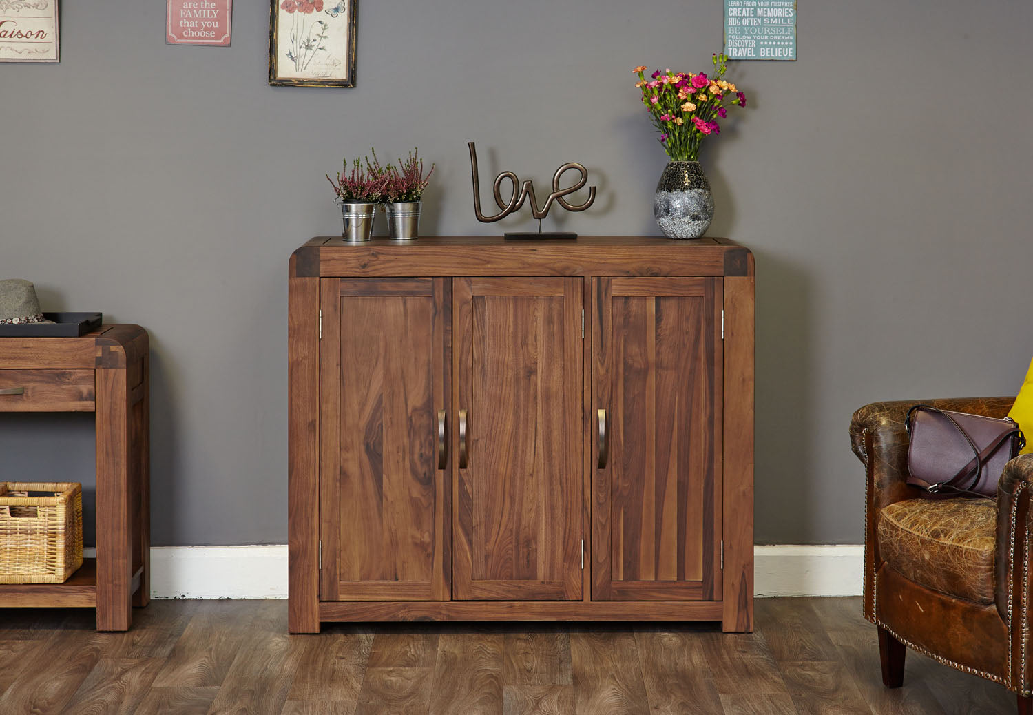 Shiro Walnut Extra Large Shoe Cupboard