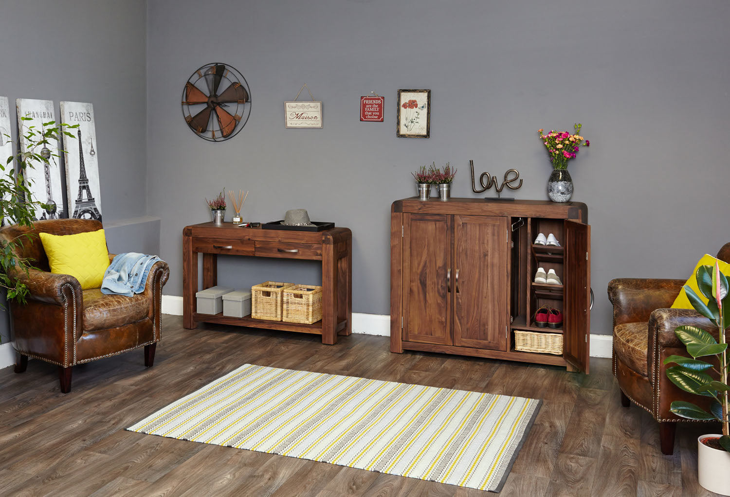 Shiro Walnut Extra Large Shoe Cupboard