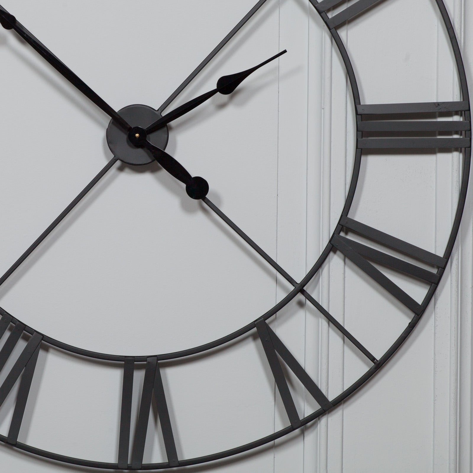 Extra Large 110cm Black Colour Metal Roman Numeral Wall Clock