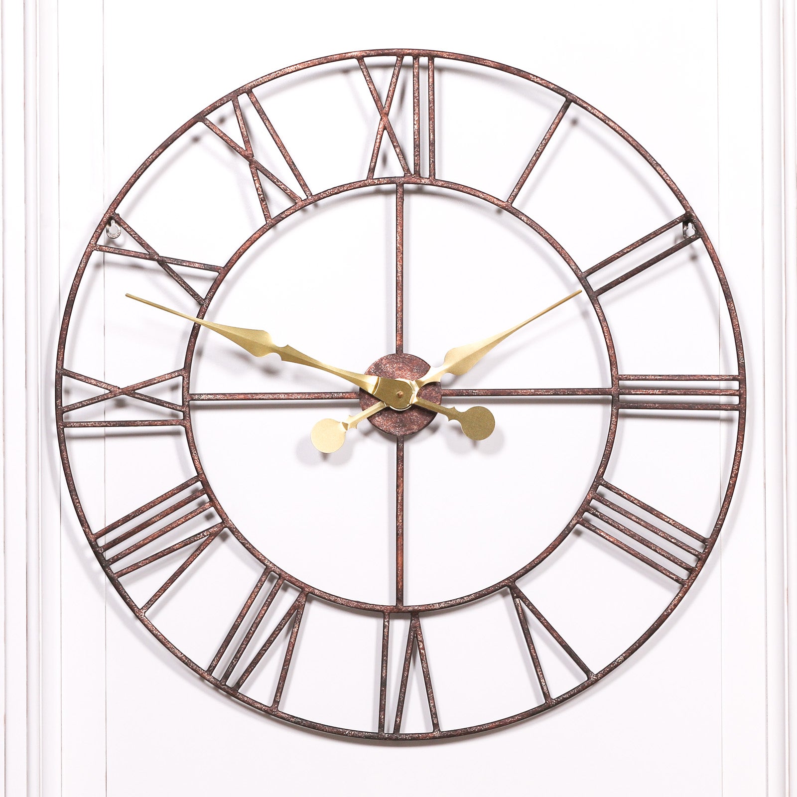 Rustic Metal Look 76cm Wall Clock with Gold Hands