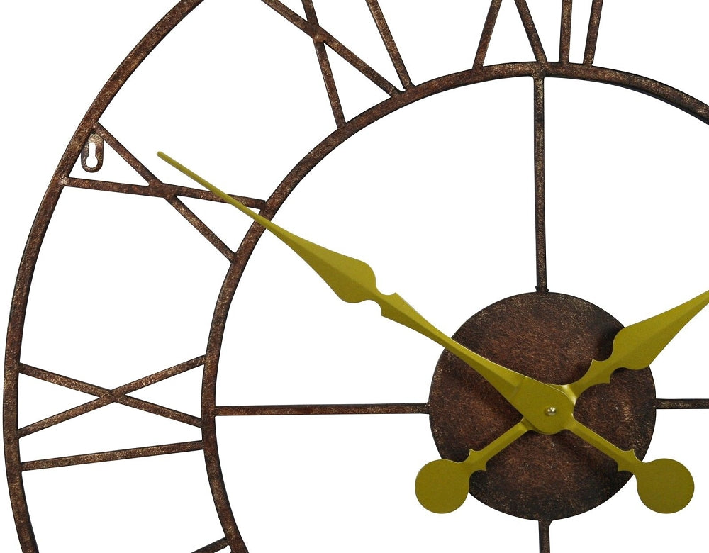 Rustic Metal Look 76cm Wall Clock with Gold Hands