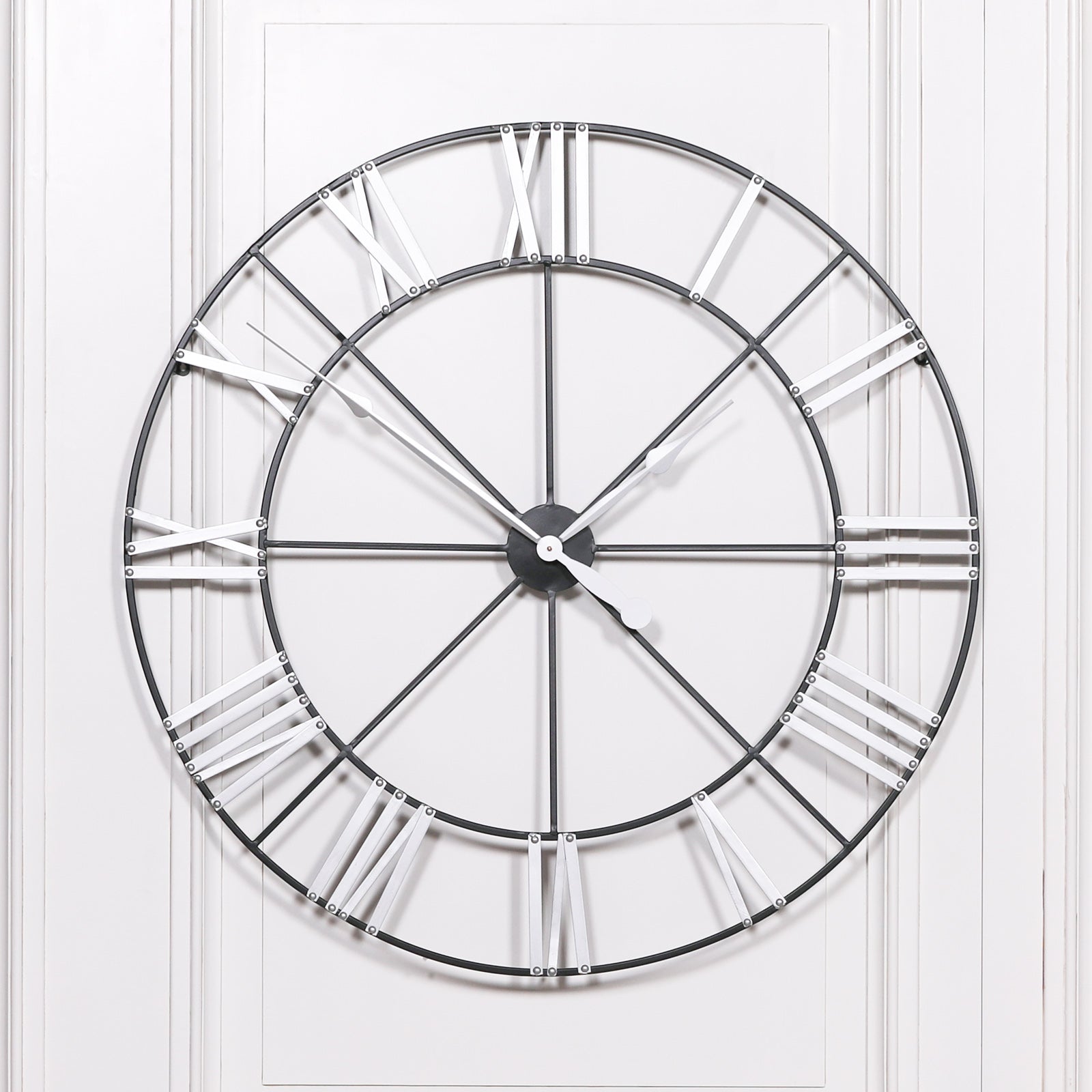 Extra Large 102cm Black and Silver Roman Numeral Wall Clock