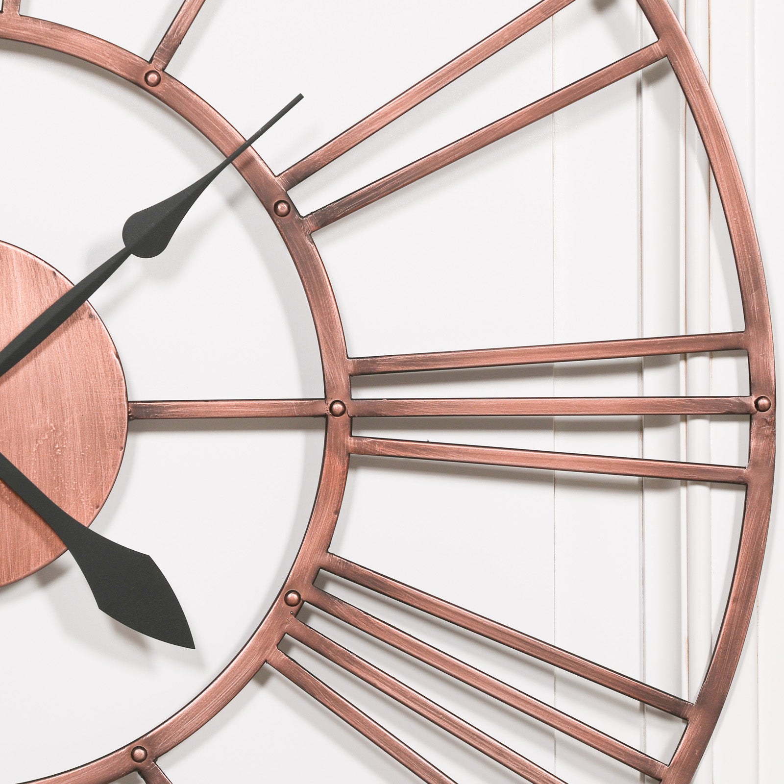 Large 92cm Vintage Copper Roman Numeral Metal Wall Clock