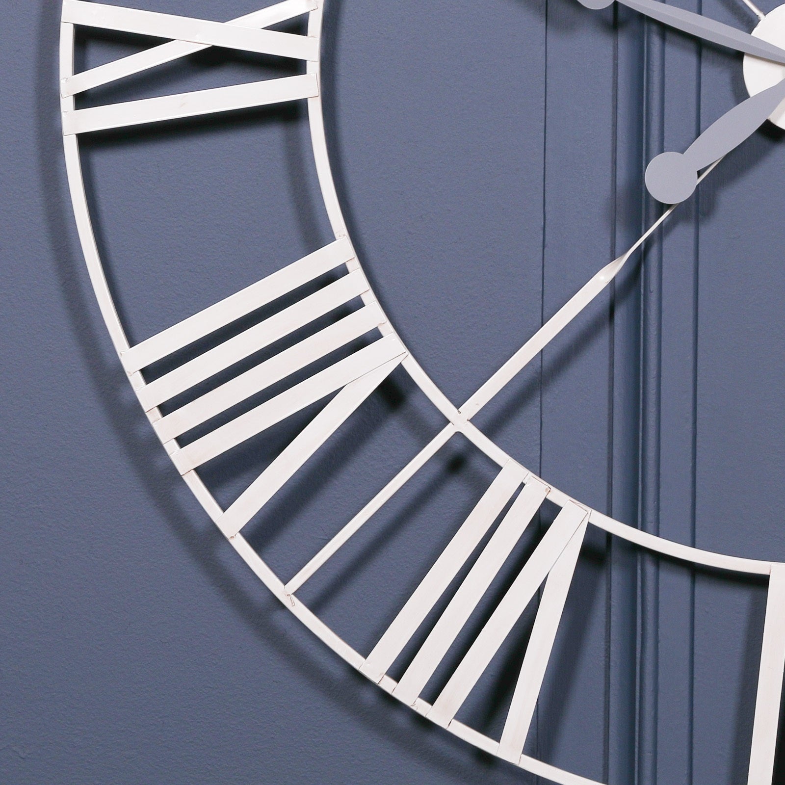 Extra Large 110cm Distressed Cream Twisted Metal Frame Wall Clock