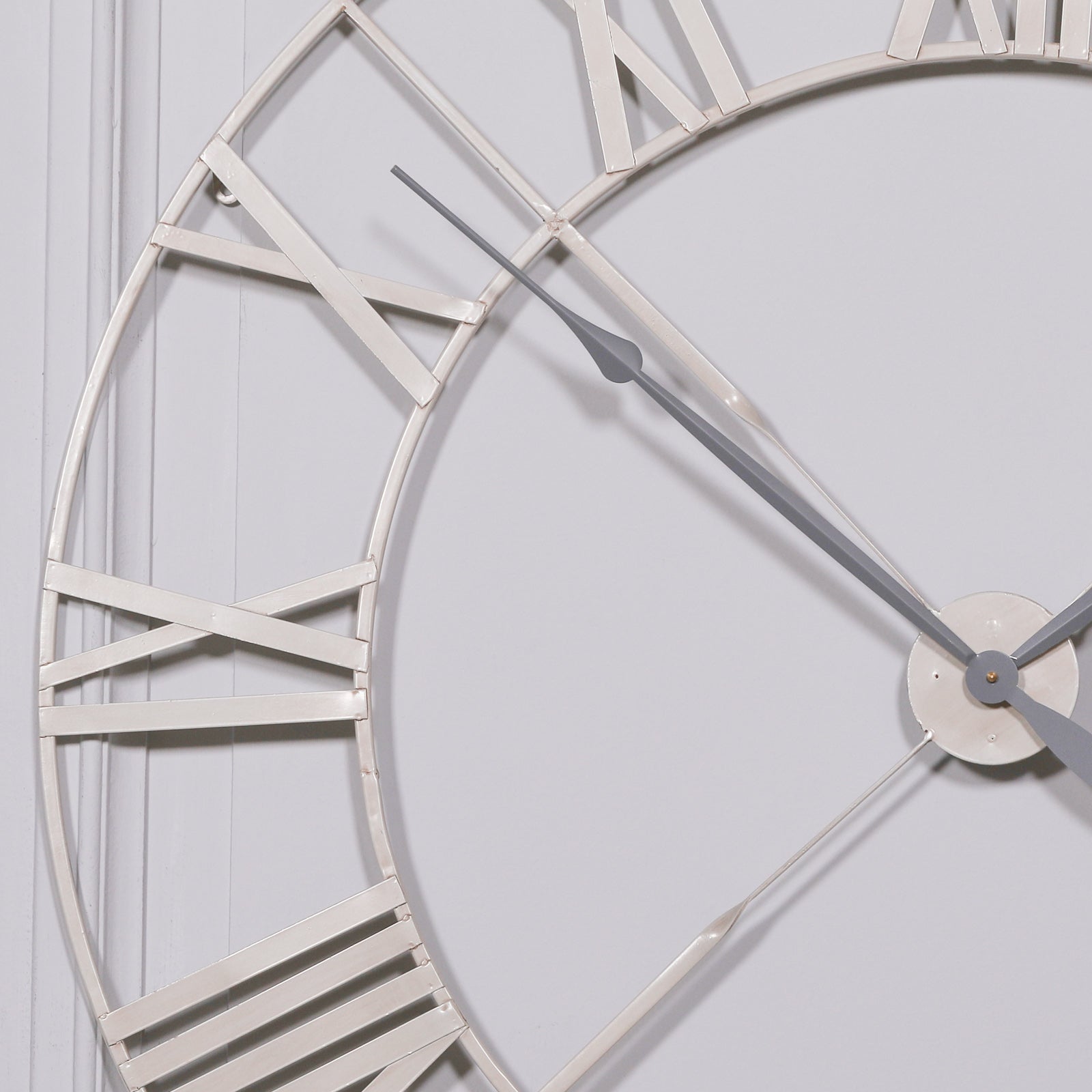 Extra Large 110cm Distressed Cream Twisted Metal Frame Wall Clock