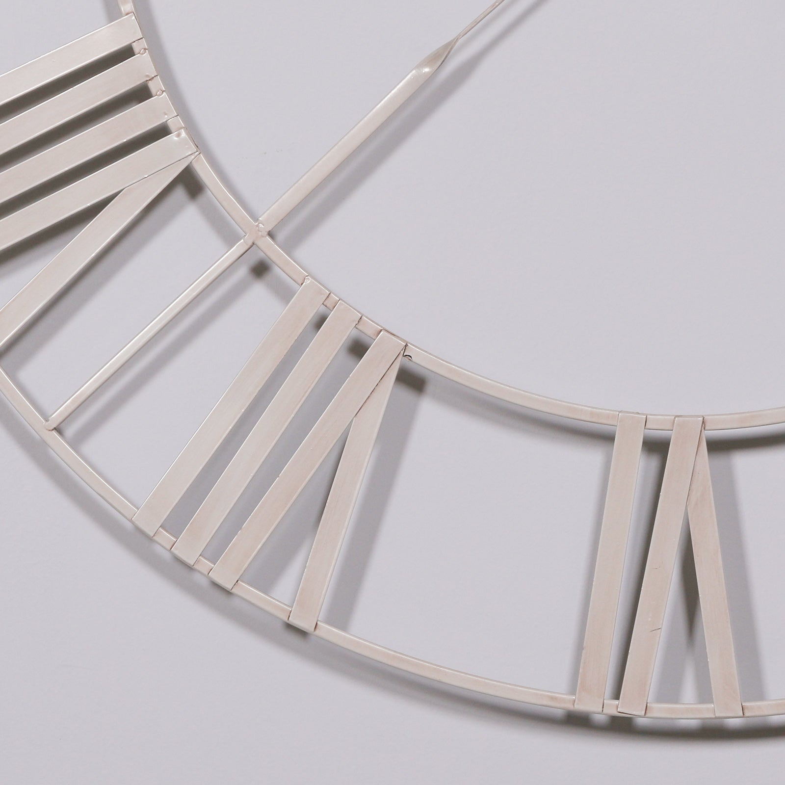 Extra Large 110cm Distressed Cream Twisted Metal Frame Wall Clock