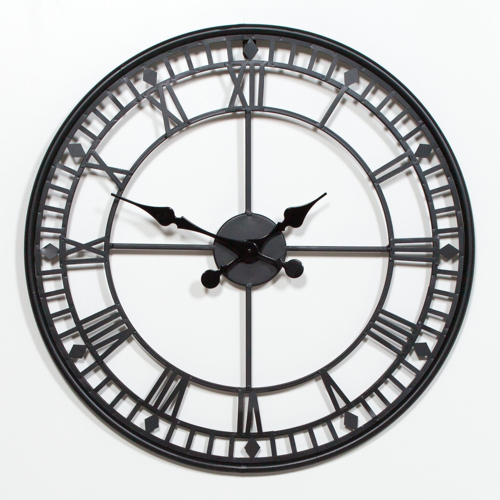 Medium 55cm Black Colour Roman Numeral Metal Wall Clock