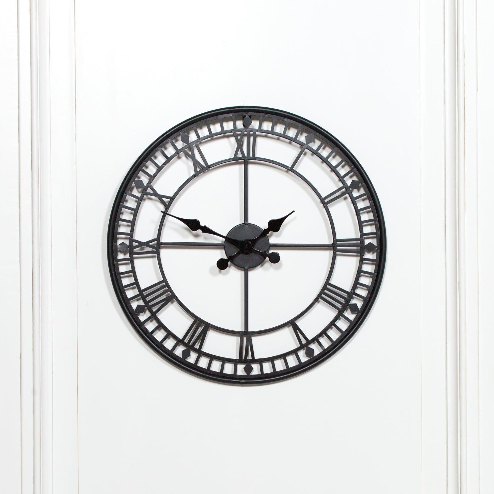 Medium 55cm Black Colour Roman Numeral Metal Wall Clock