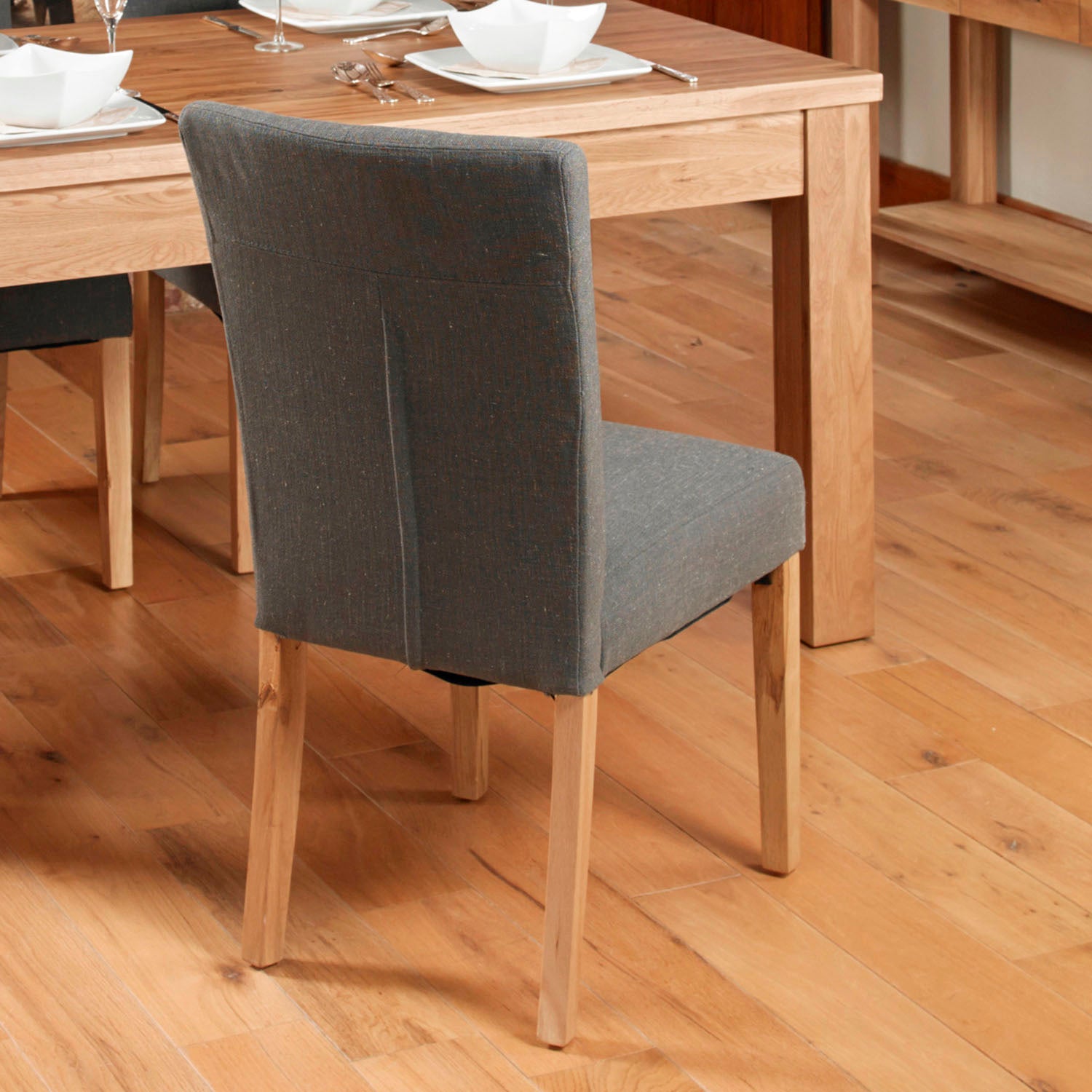 Oak Flare Back Upholstered Dining Chair - Slate (Pack of Two)