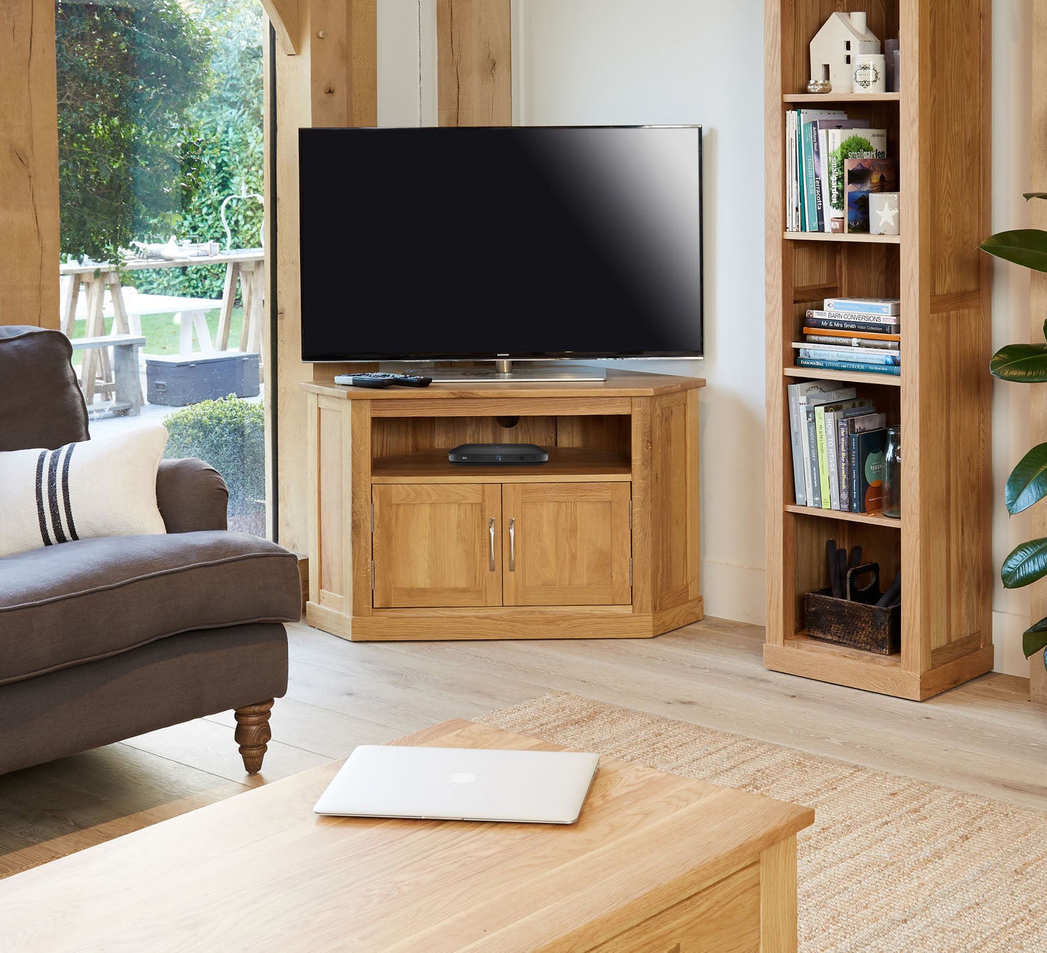 Mobel Oak Corner Television Cabinet