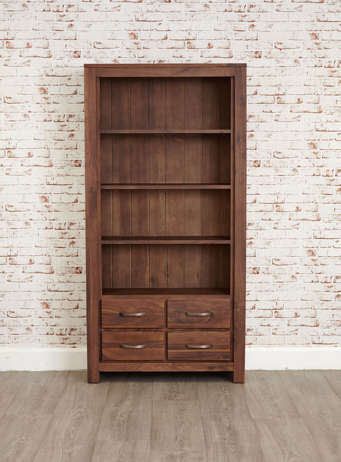 Mayan Walnut Large 4 Drawer Bookcase