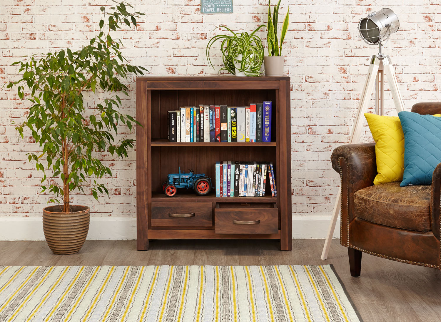 Mayan Walnut Low Bookcase