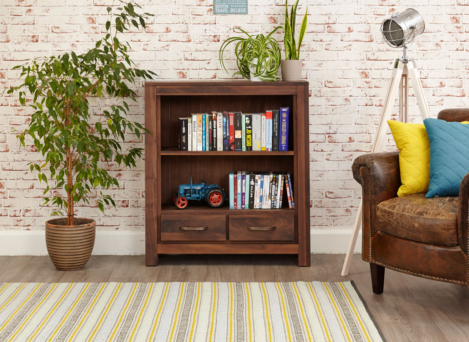 Mayan Walnut Low Bookcase