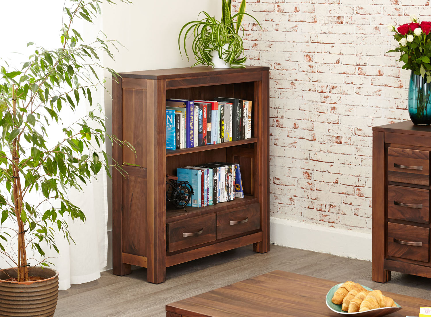 Mayan Walnut Low Bookcase