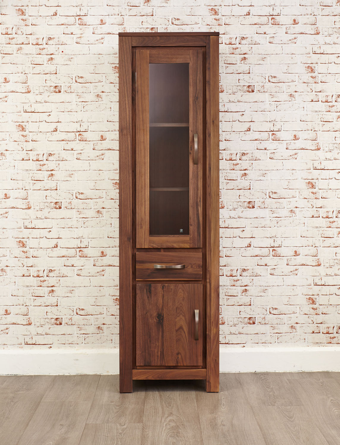 Mayan Walnut Narrow Glazed Bookcase