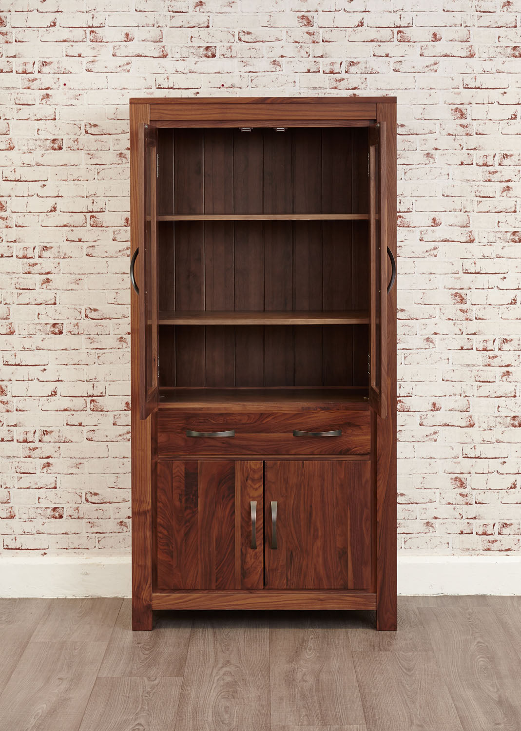 Mayan Walnut Large Glazed Bookcase