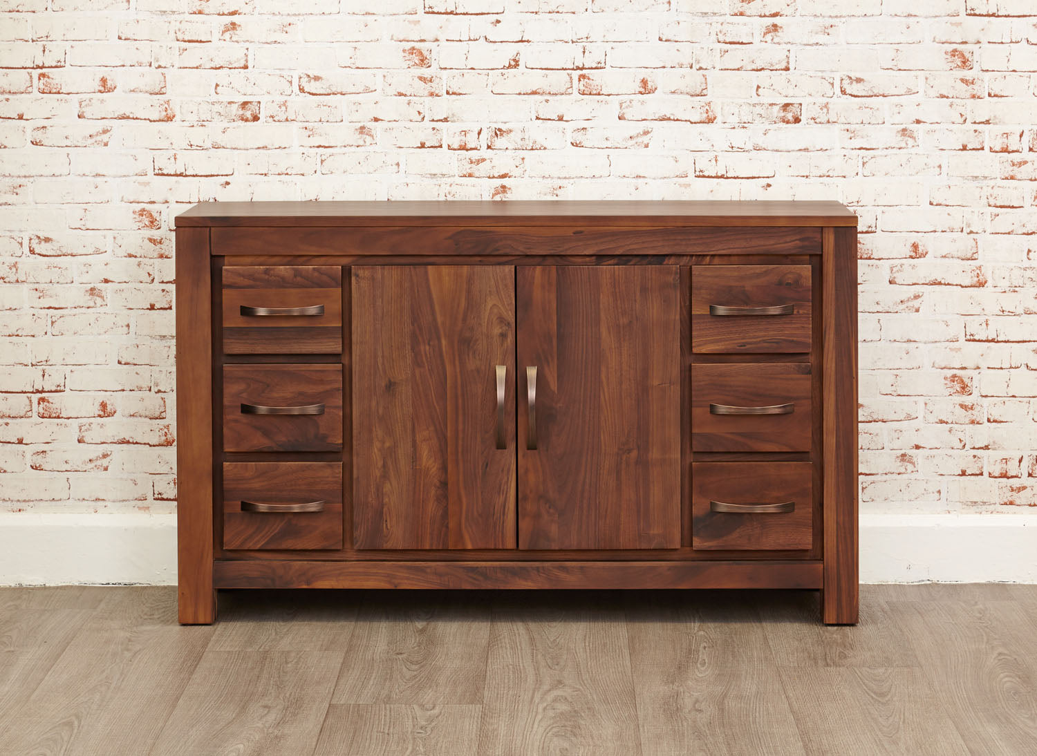 Mayan Walnut Six Drawer Sideboard