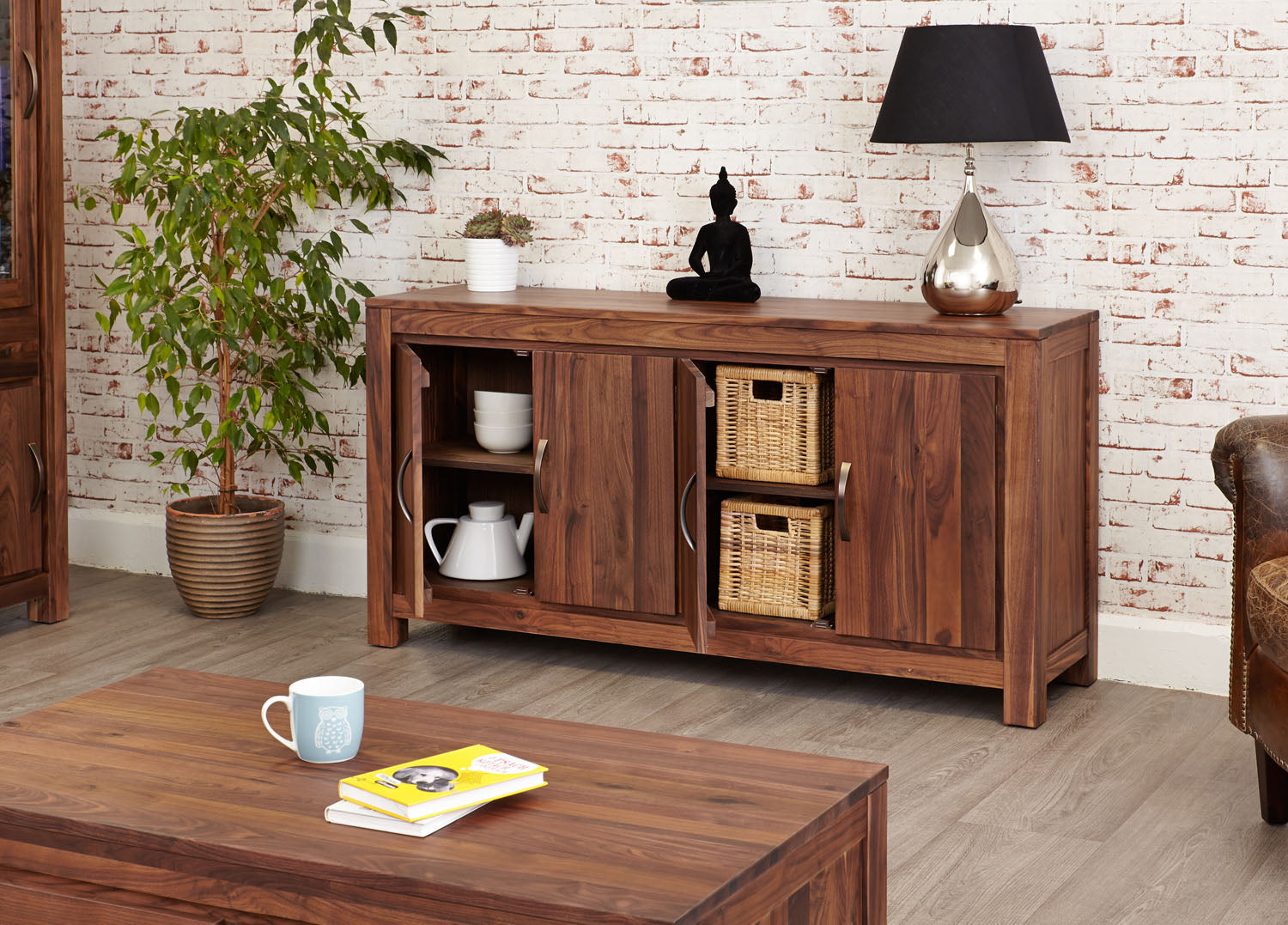 Mayan Walnut Large Low Sideboard